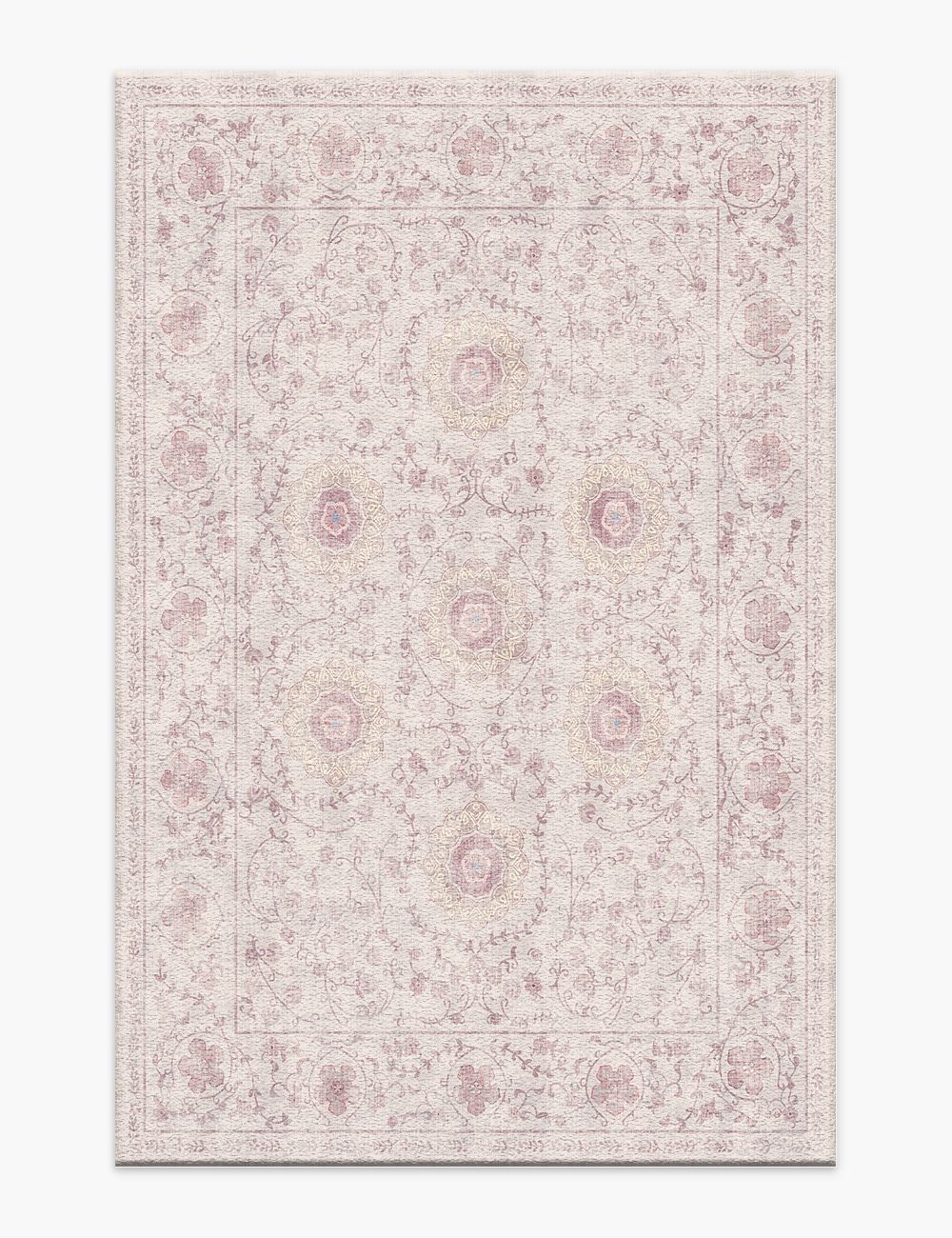 Briar Garden Vintage Soft Pink Washable Rug