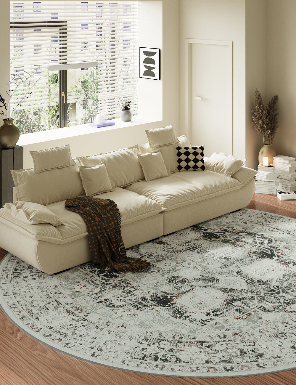 Boutique Revival Eucalyptus Green Washable Rug