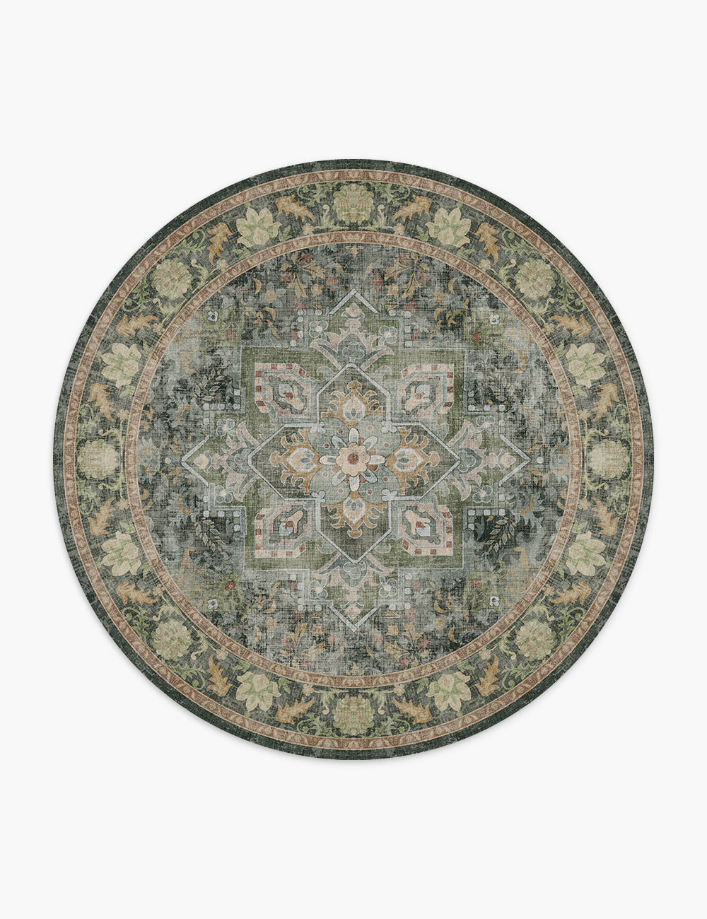 Fleeting Spring Forest Green Washable Rug