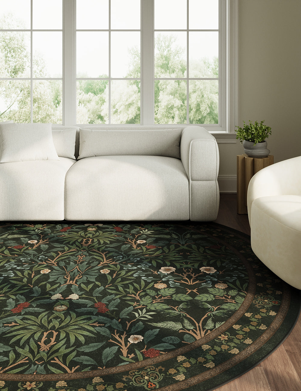 Mythic Botany Midnight Forest Washable Rug