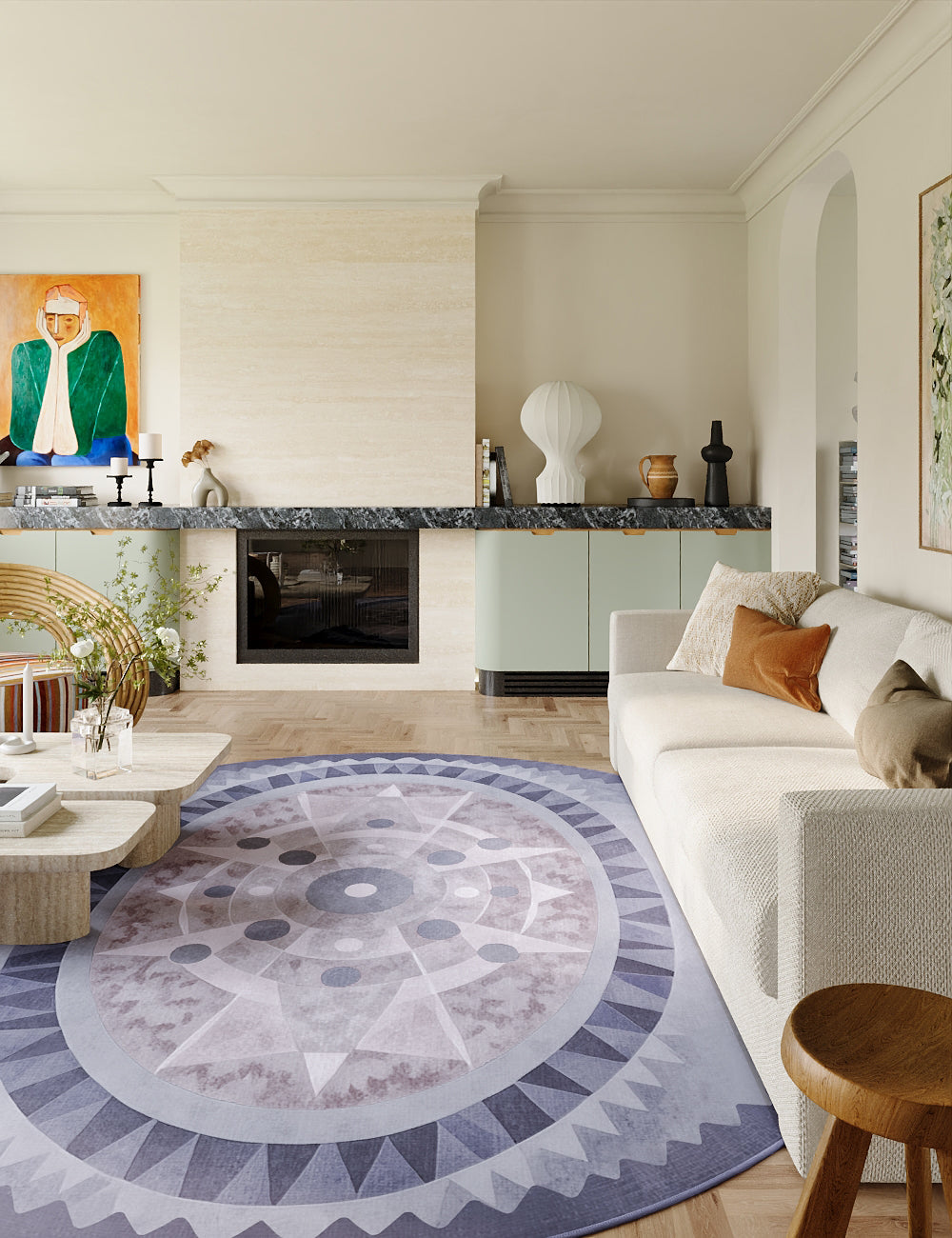 Oval Energy Violet Haze Washable Rug