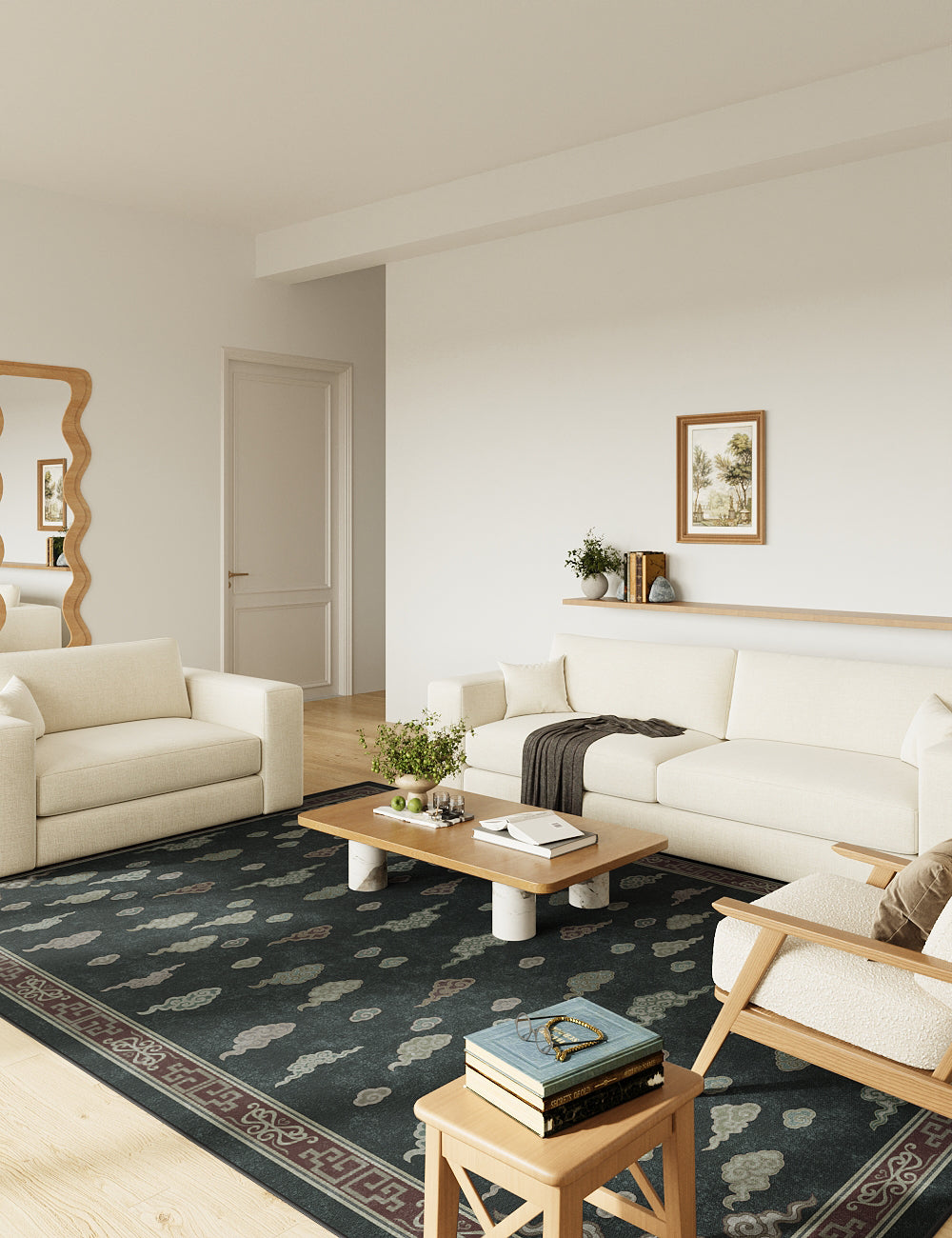 Auspicious Cloud Midnight Forest Washable Rug