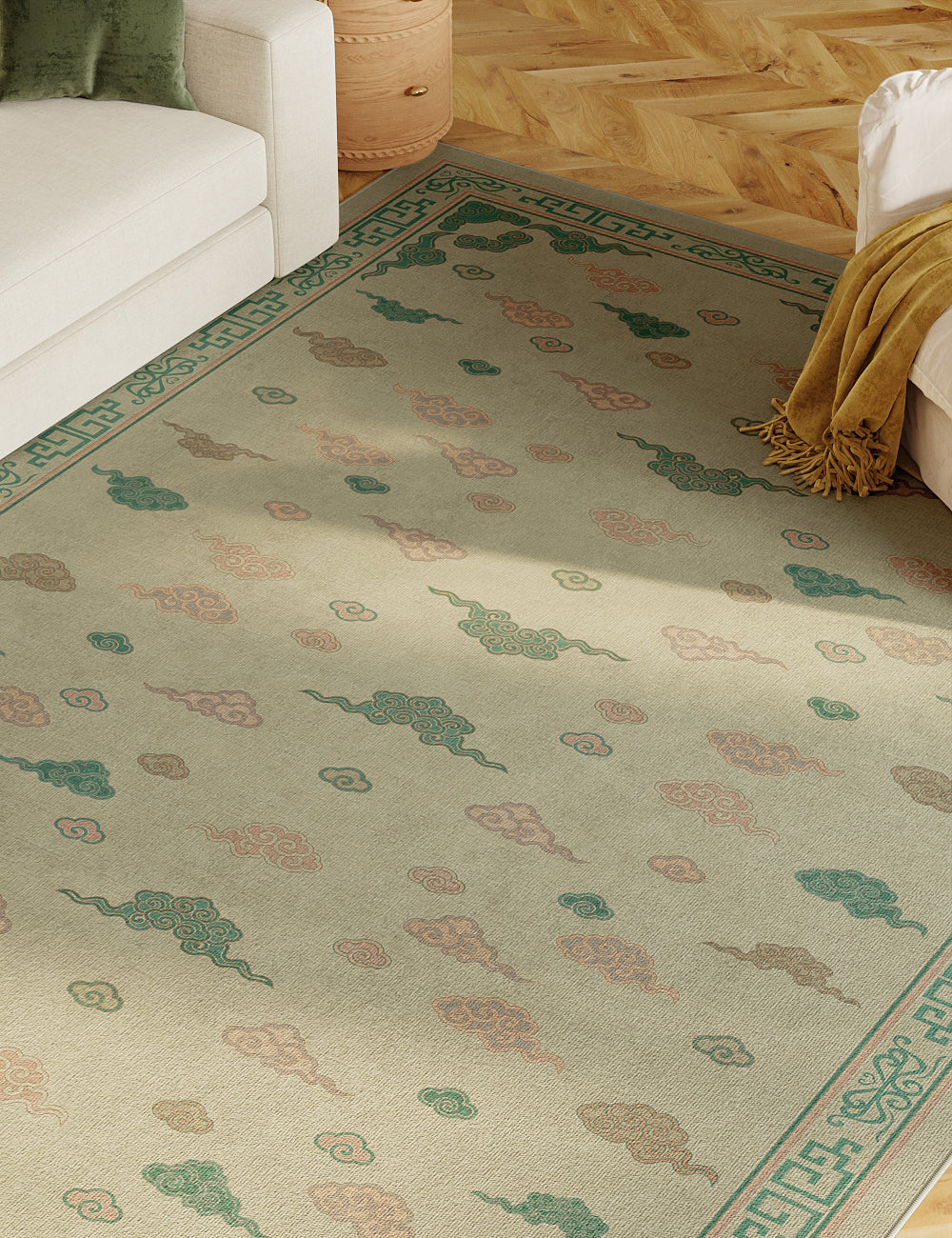 Auspicious Cloud Regal Beige Washable Rug