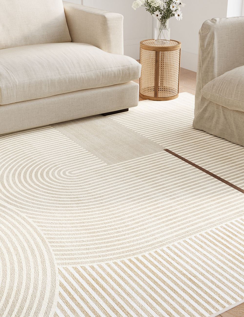 Crossed Path Frosted Almond Washable Rug