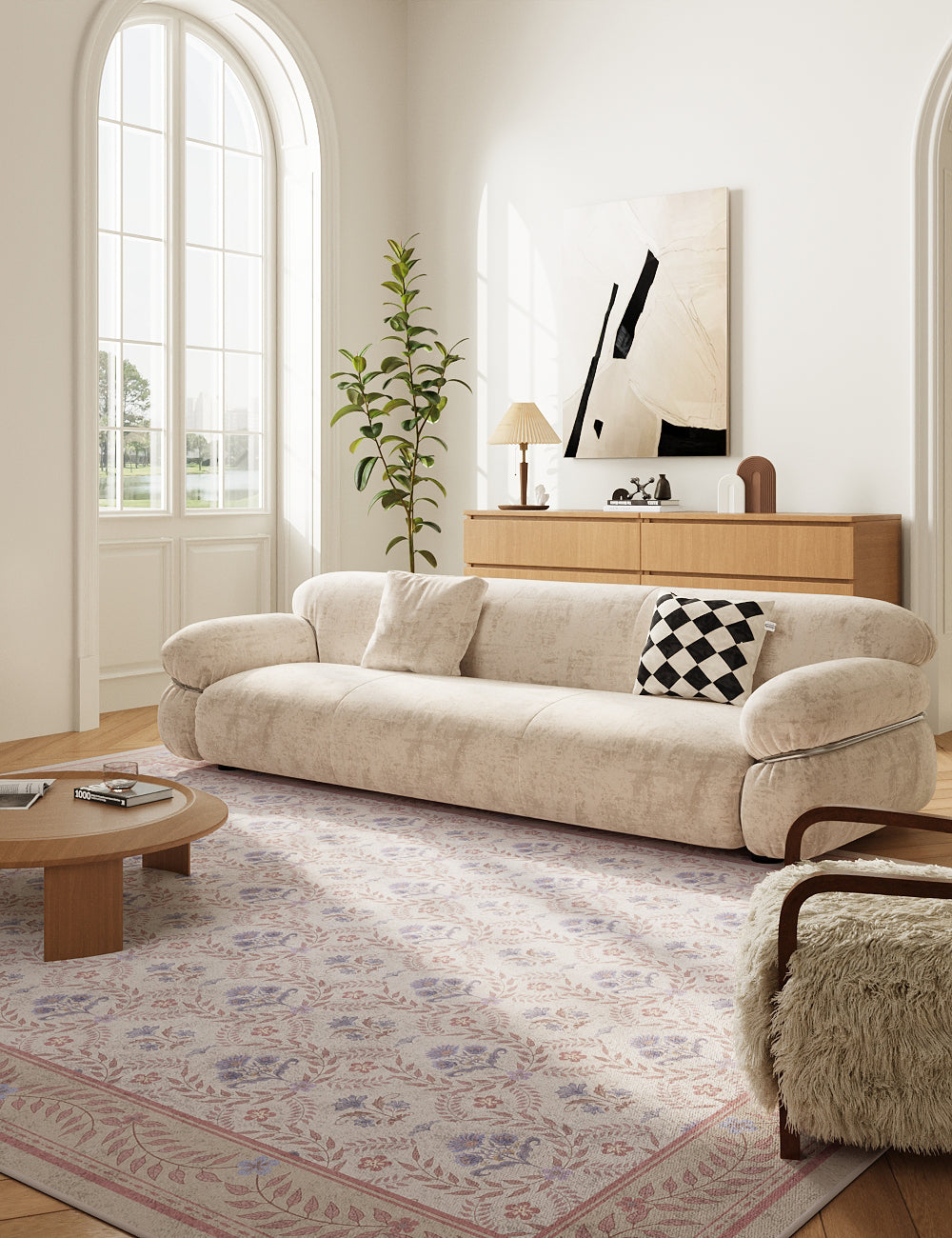Jewel Garden Pale Pink Washable Rug