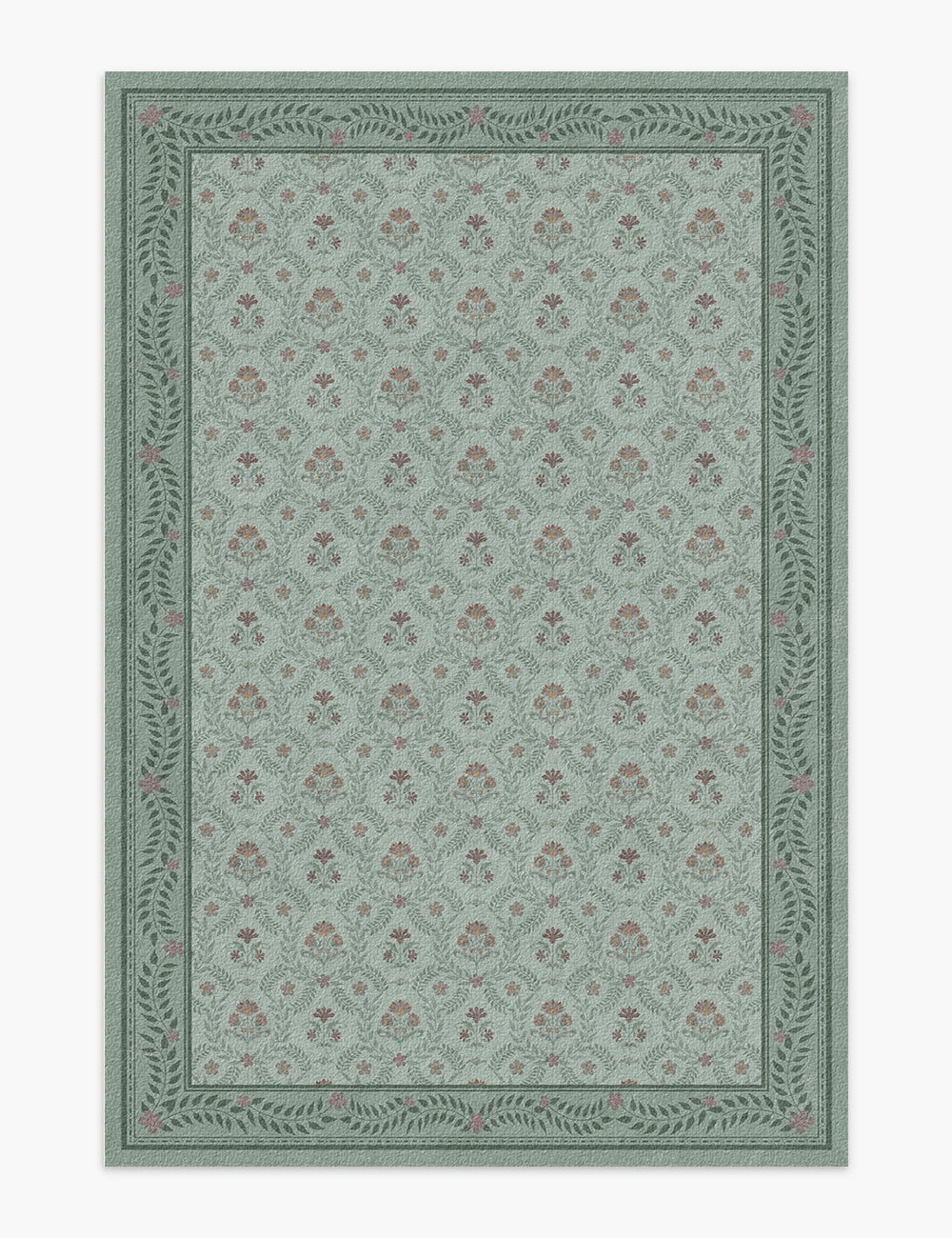 Jewel Garden Sage Green Washable Rug