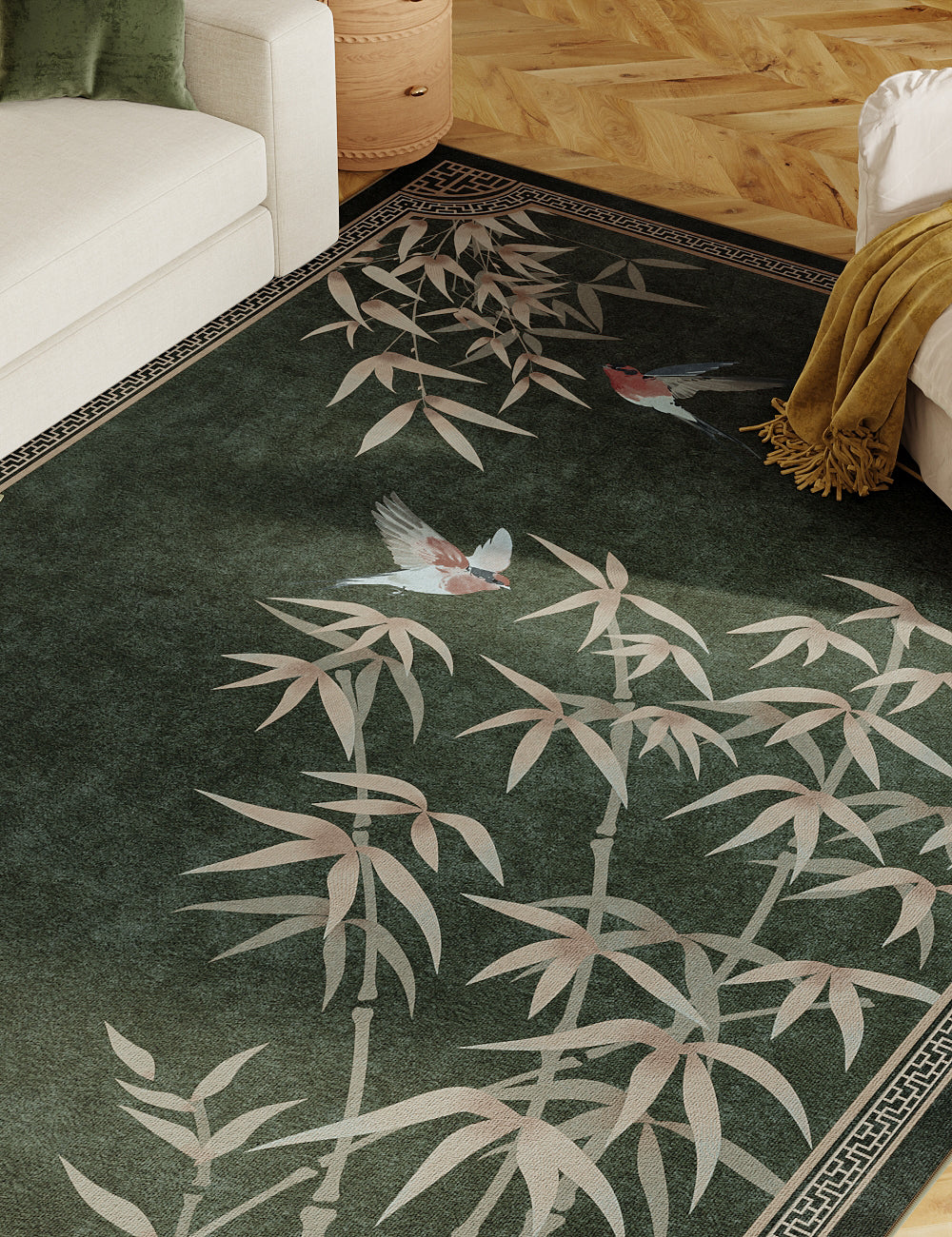 Lucky Bamboo Shadow Olive Washable Rug