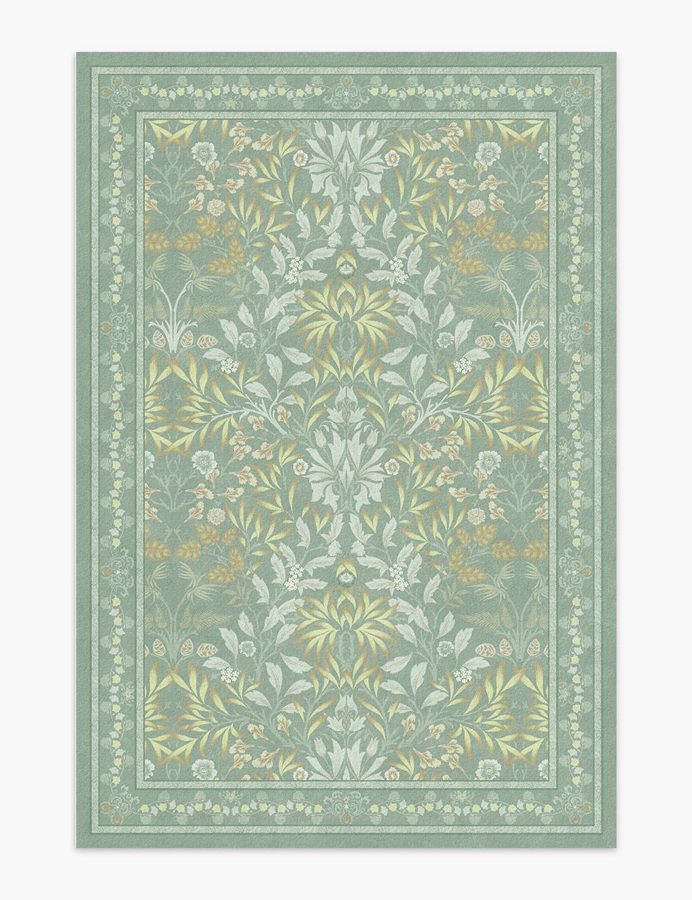 Mythic Botany Sage Green Washable Rug