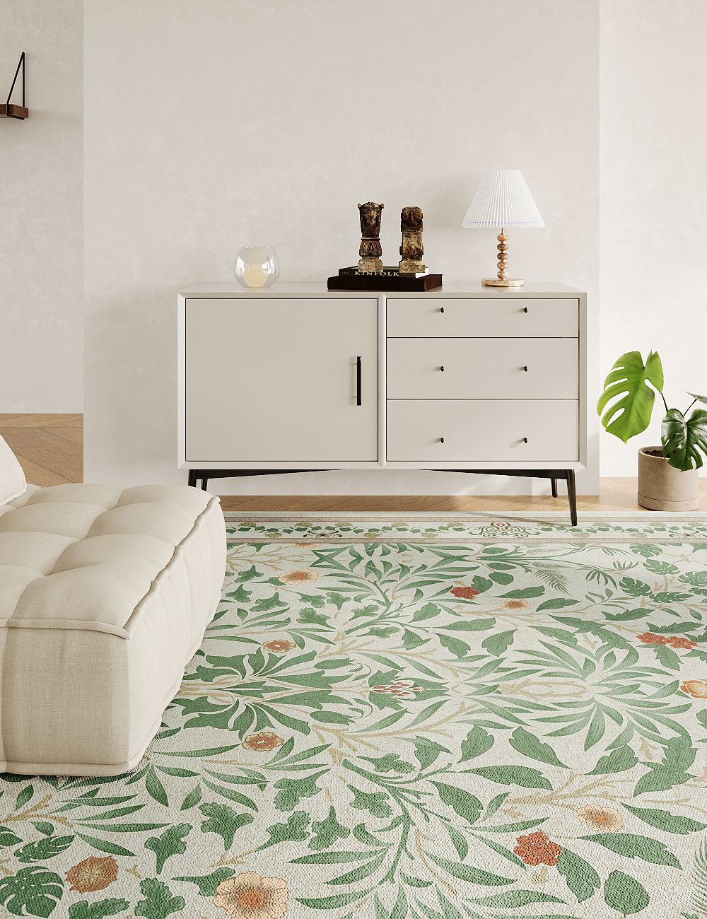 Mythic Botany Verdant Ivory Washable Rug