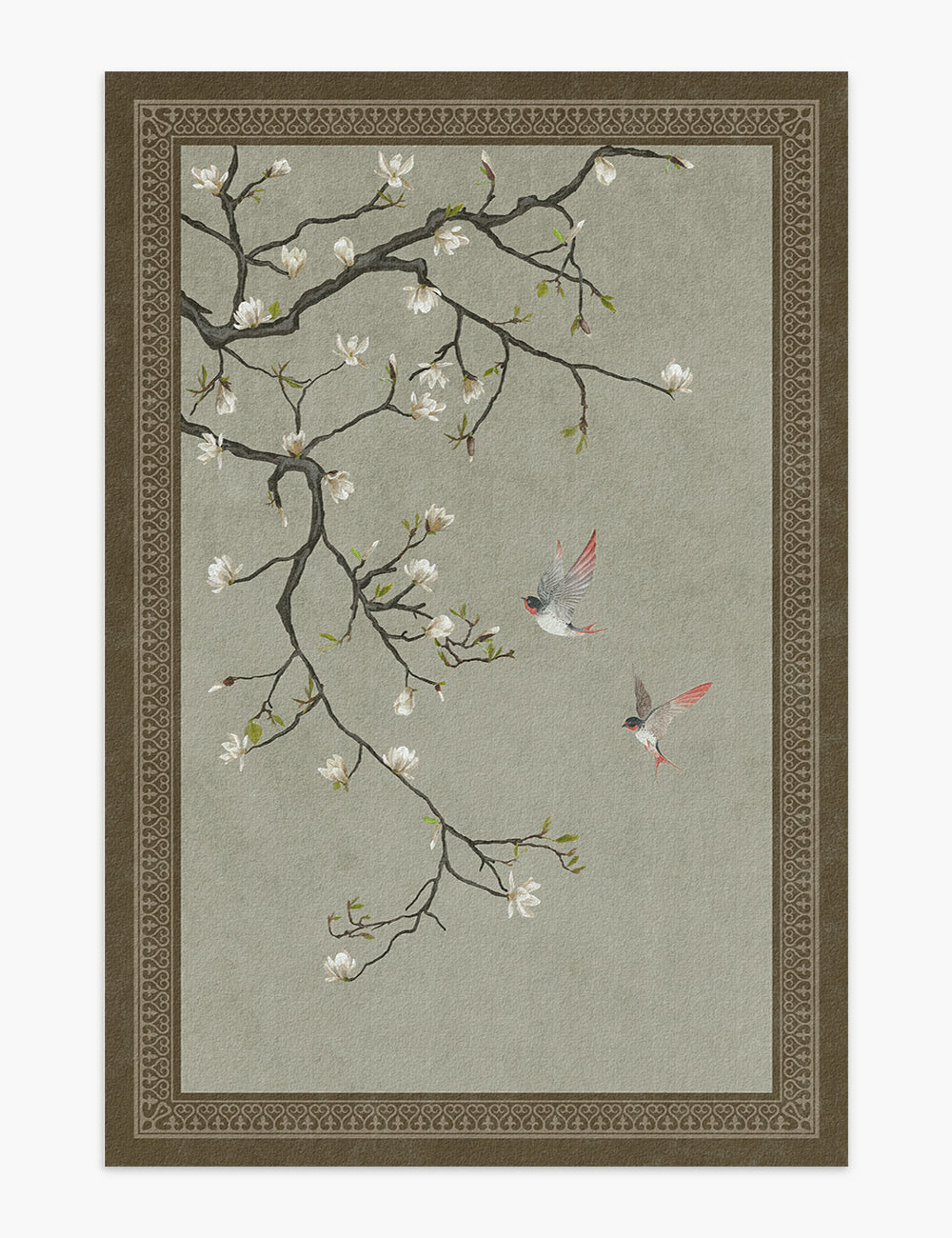 Noble Blossom Soft Taupe Washable Rug