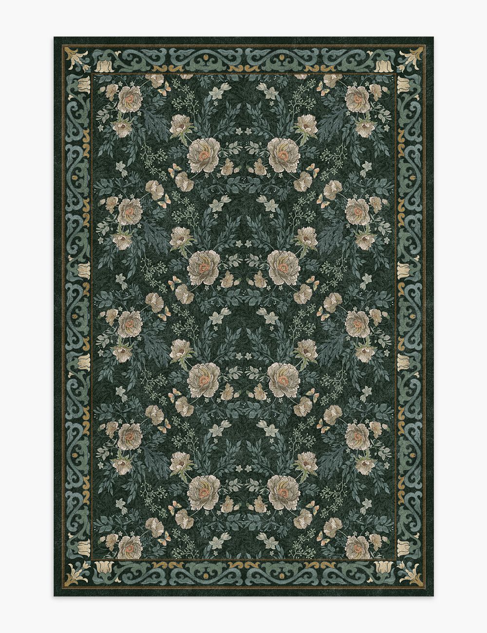Twilight Garden Shadow Green Washable Rug