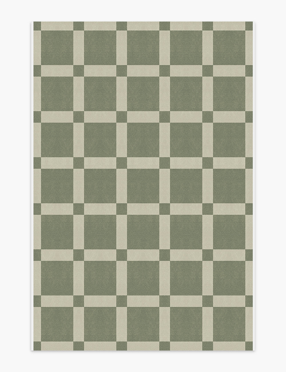 Vintage Checkerboard Olive Green Washable Rug