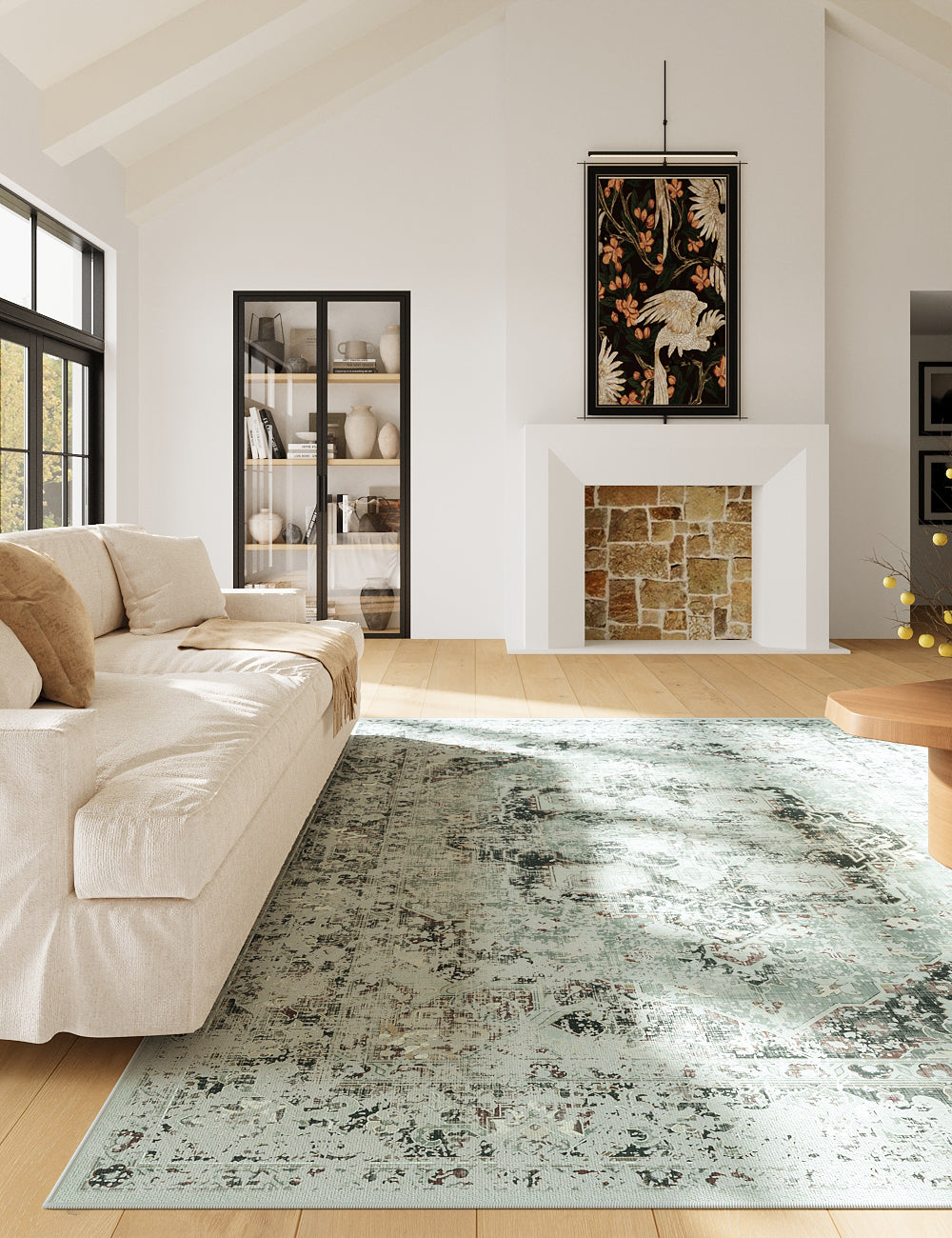 Boutique Revival Eucalyptus Green Washable Rug