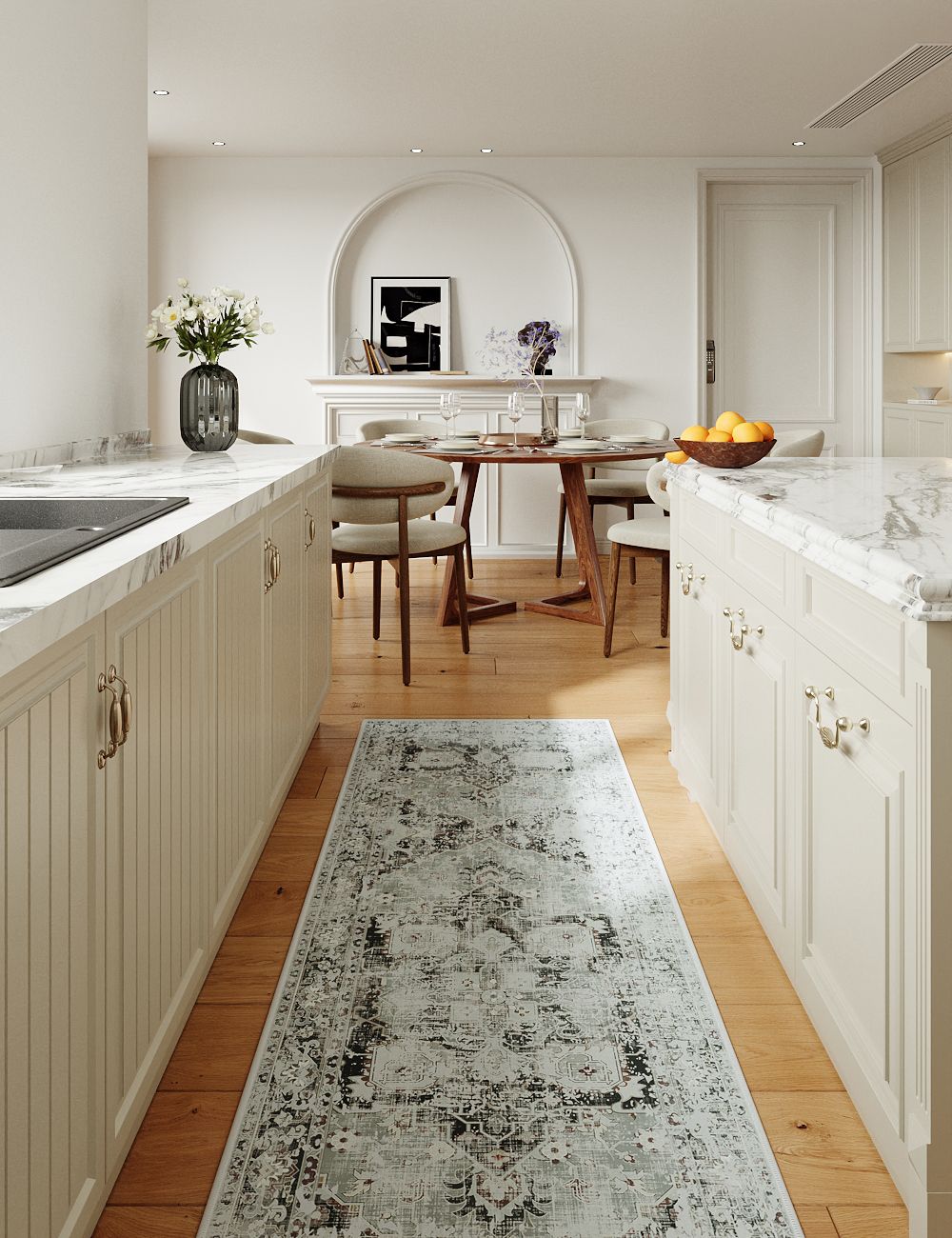 Boutique Revival Eucalyptus Green Washable Rug