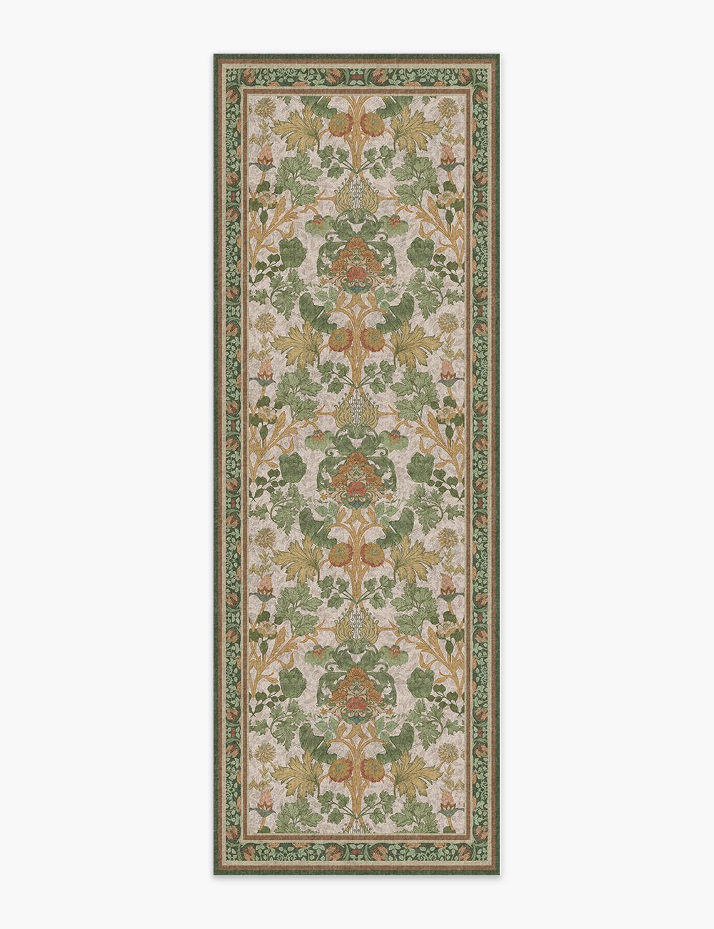 Morning Garden Green Khaki Washable Rug