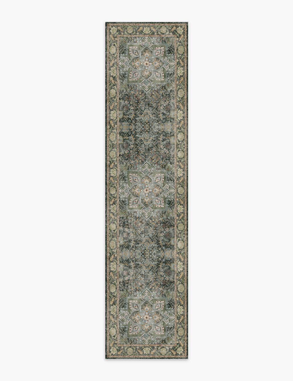 Fleeting Spring Forest Green Washable Rug