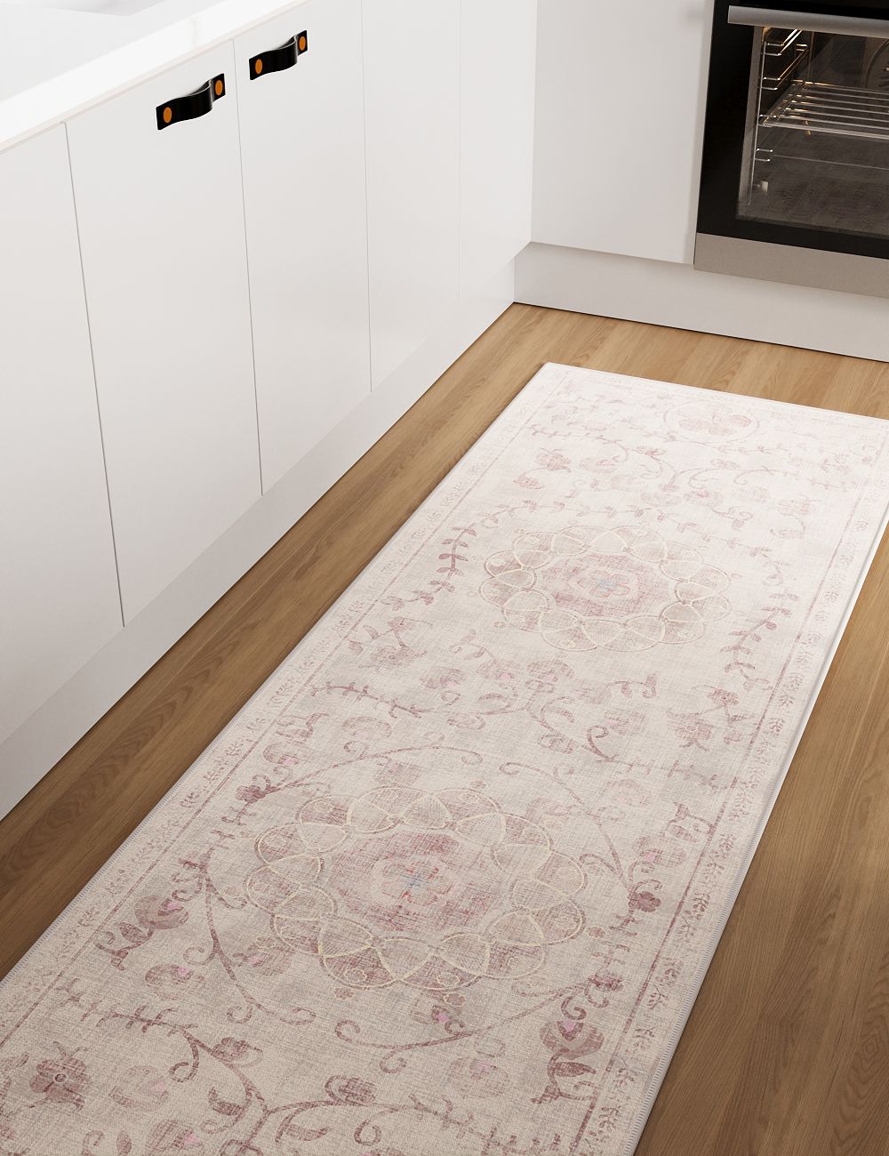 Briar Garden Vintage Soft Pink Washable Rug