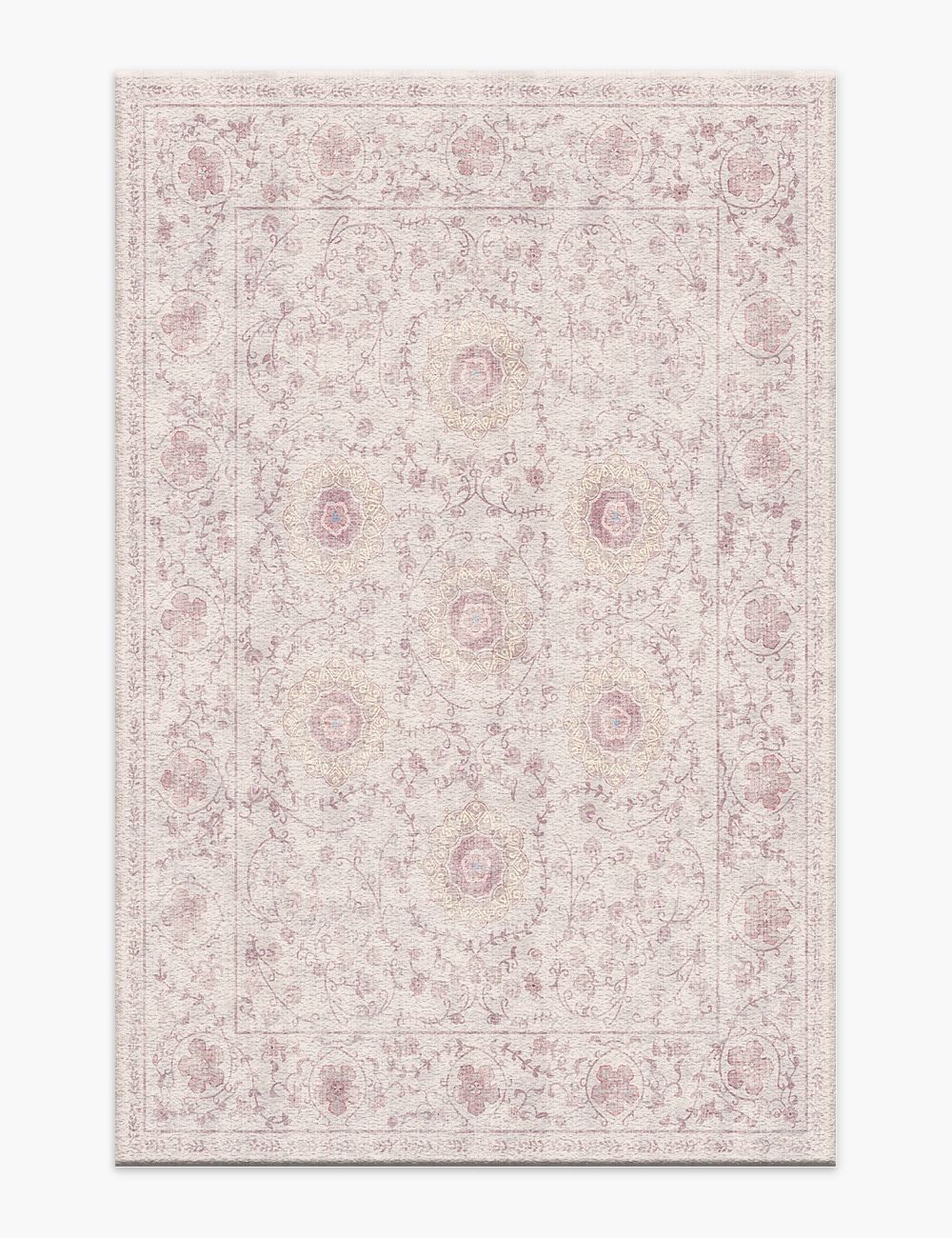 Briar Garden Vintage Soft Pink Washable Rug