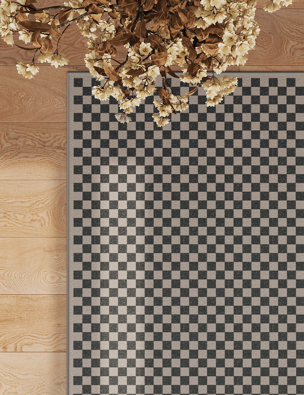 Checker Out Smoky Taupe Washable Rug