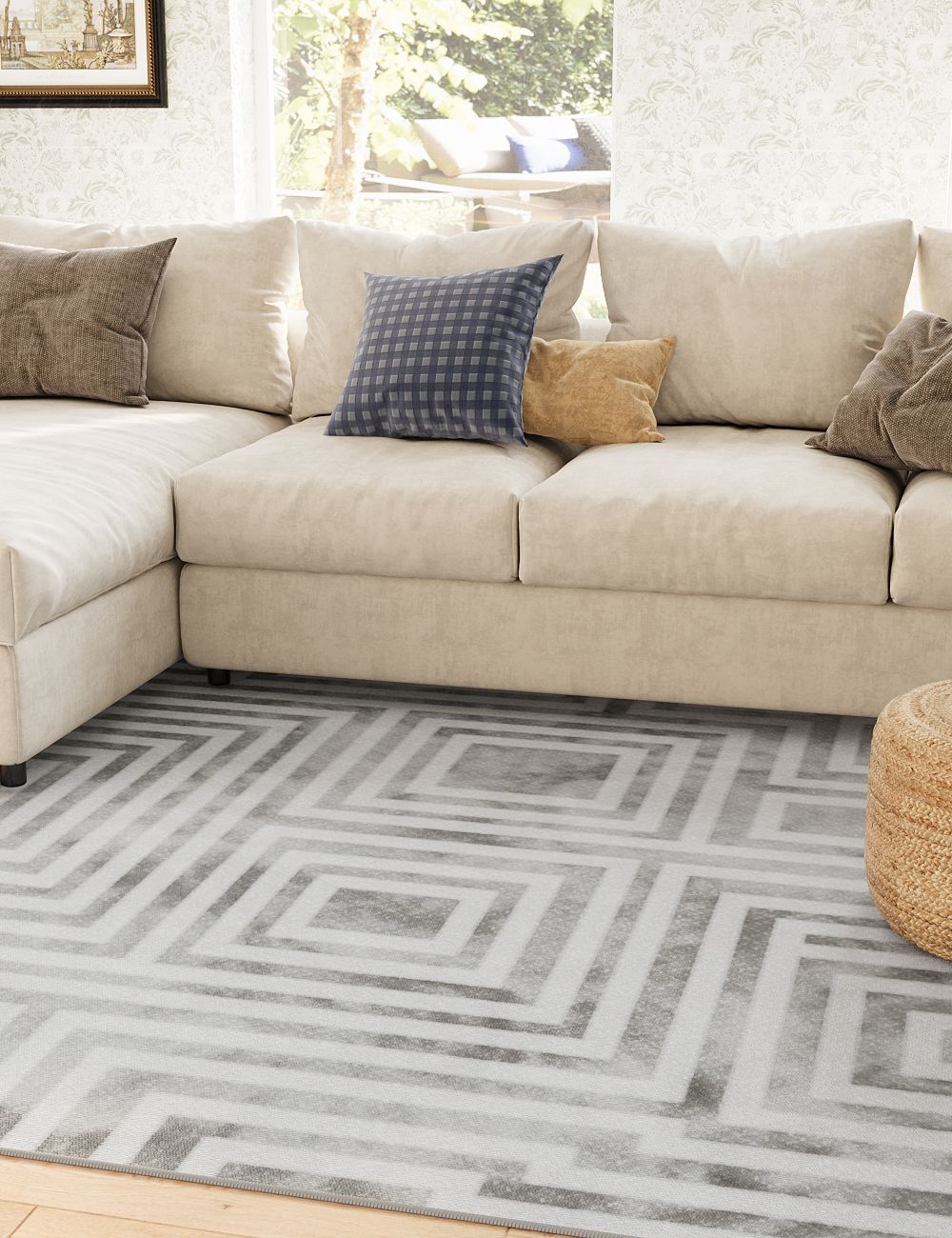 Clear Illusion Smoky Grey Washable Rug