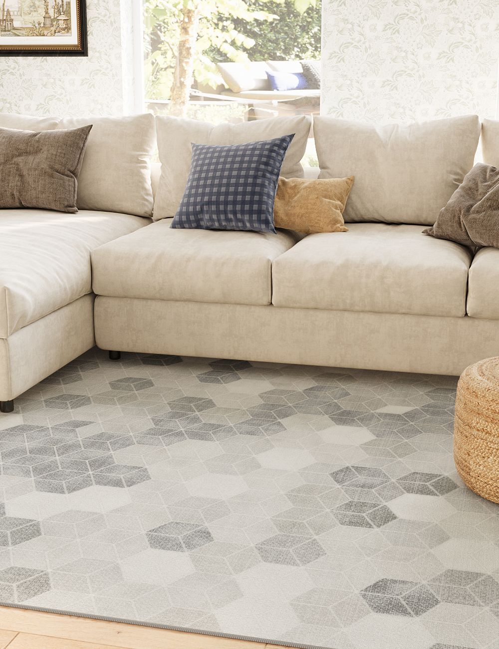 Faded Pieces Misty Grey Washable Rug