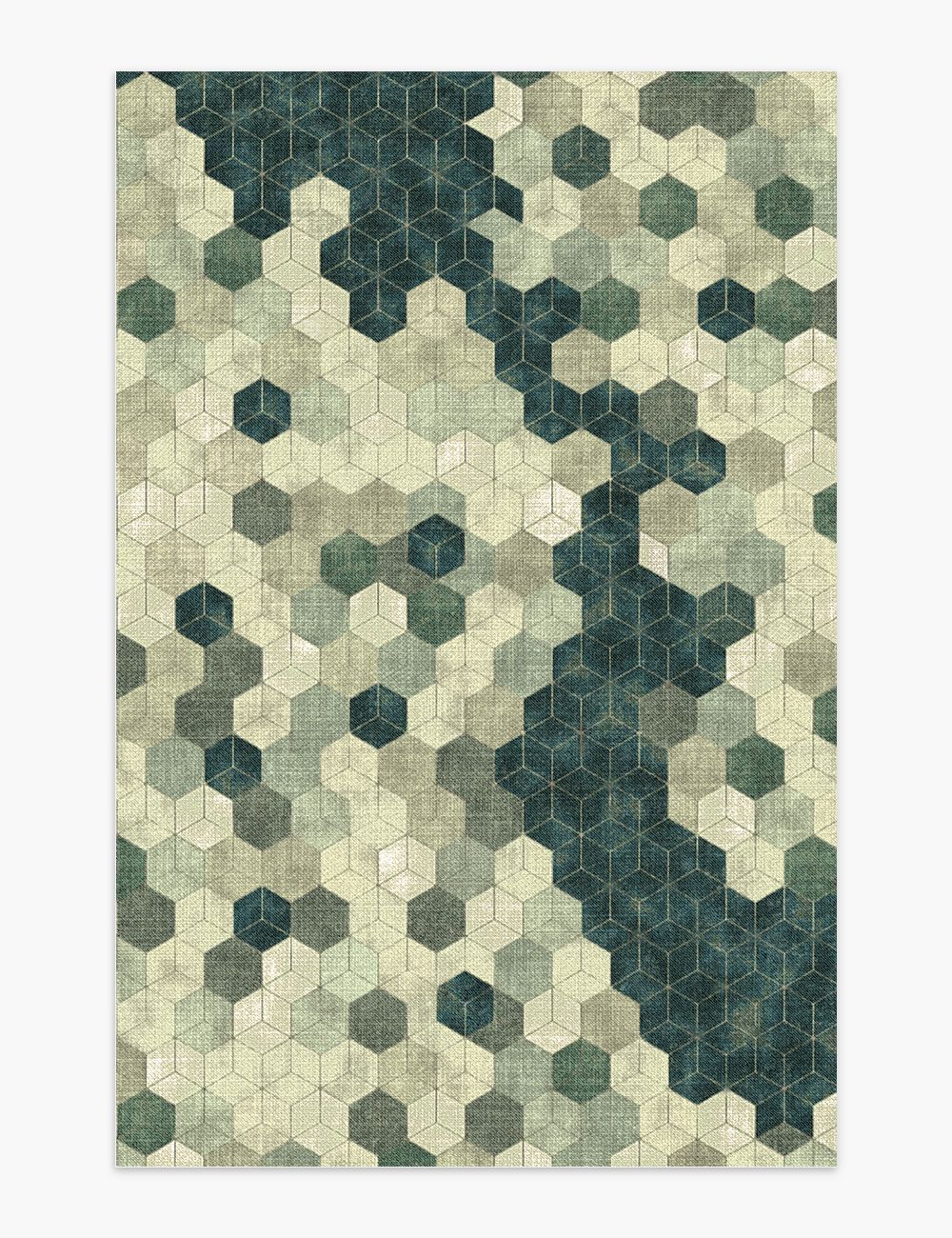 Faded Pieces Moss Green Washable Rug