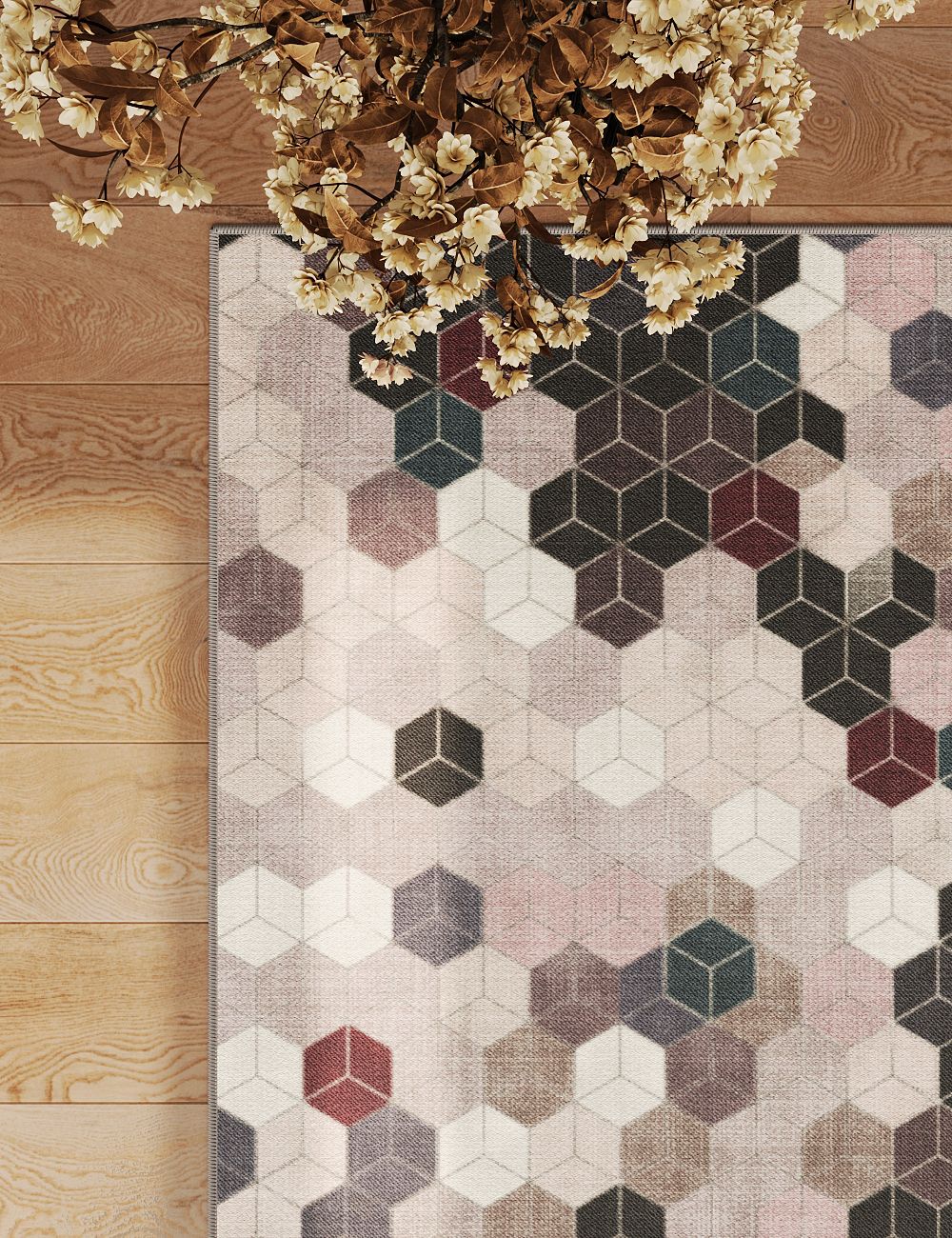 Faded Pieces Multicolour Washable Rug