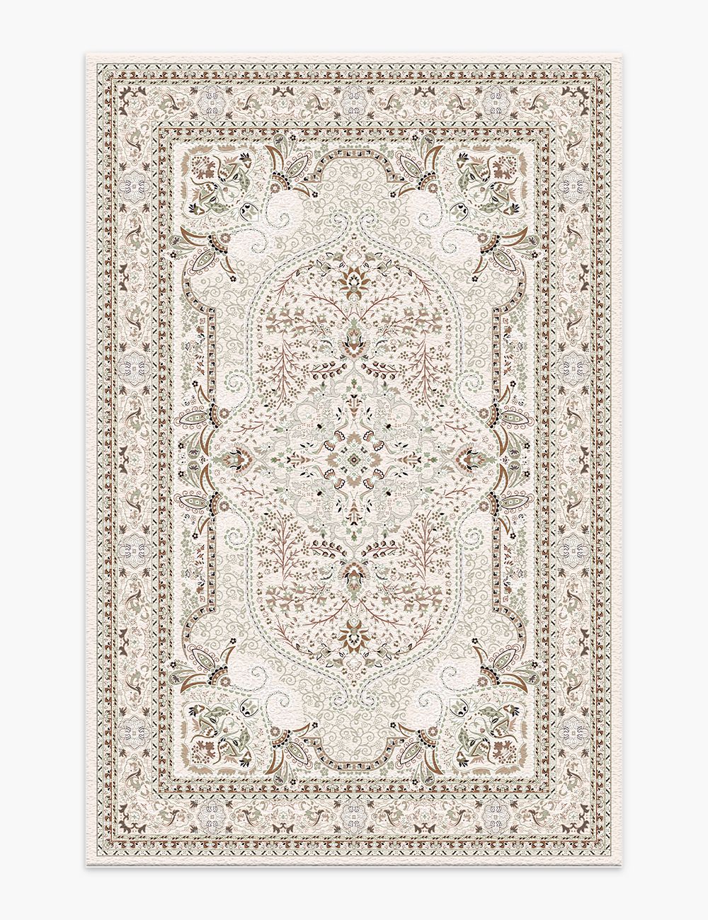 Floral Intricacy Taupe Washable Rug