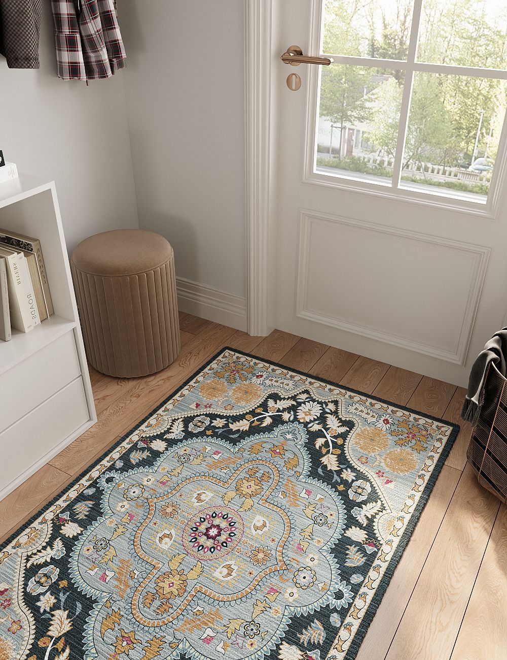 Harmonia's Garden Blue Washable Rug