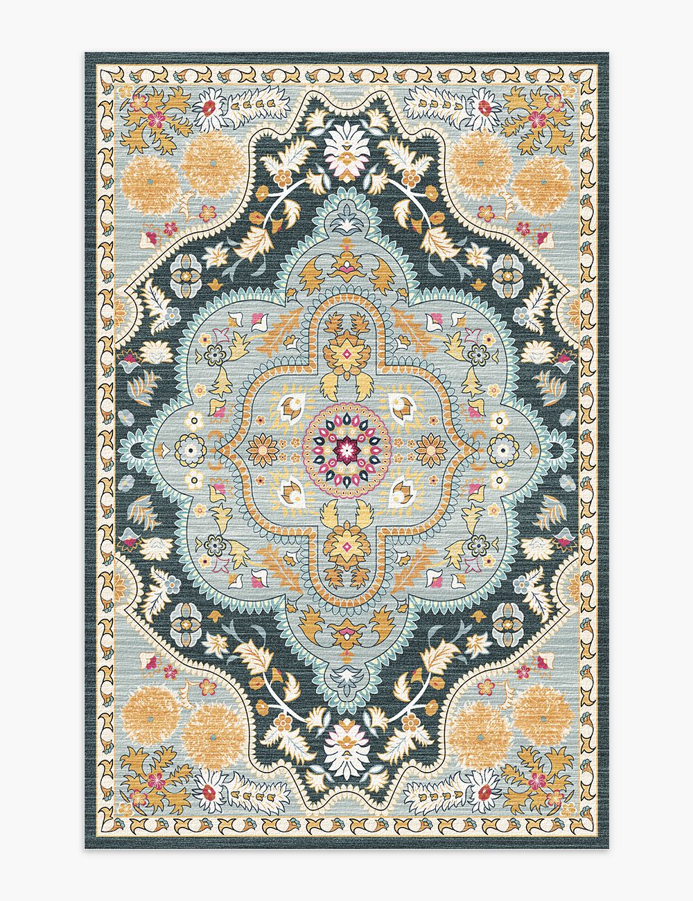 Harmonia's Garden Blue Washable Rug