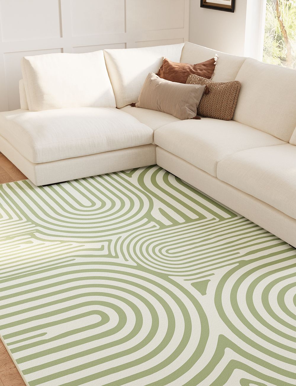 Memory Lane Green Washable Rug