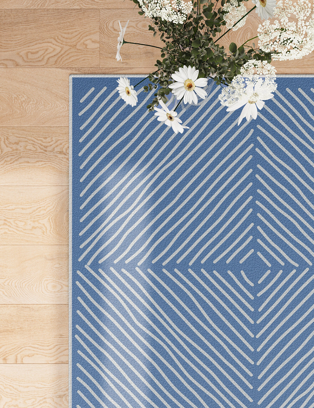 Ocean Breeze Misty Blue Washable Rug