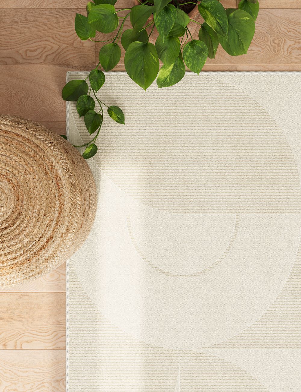 Quiet Waves Soft Beige Washable Rug