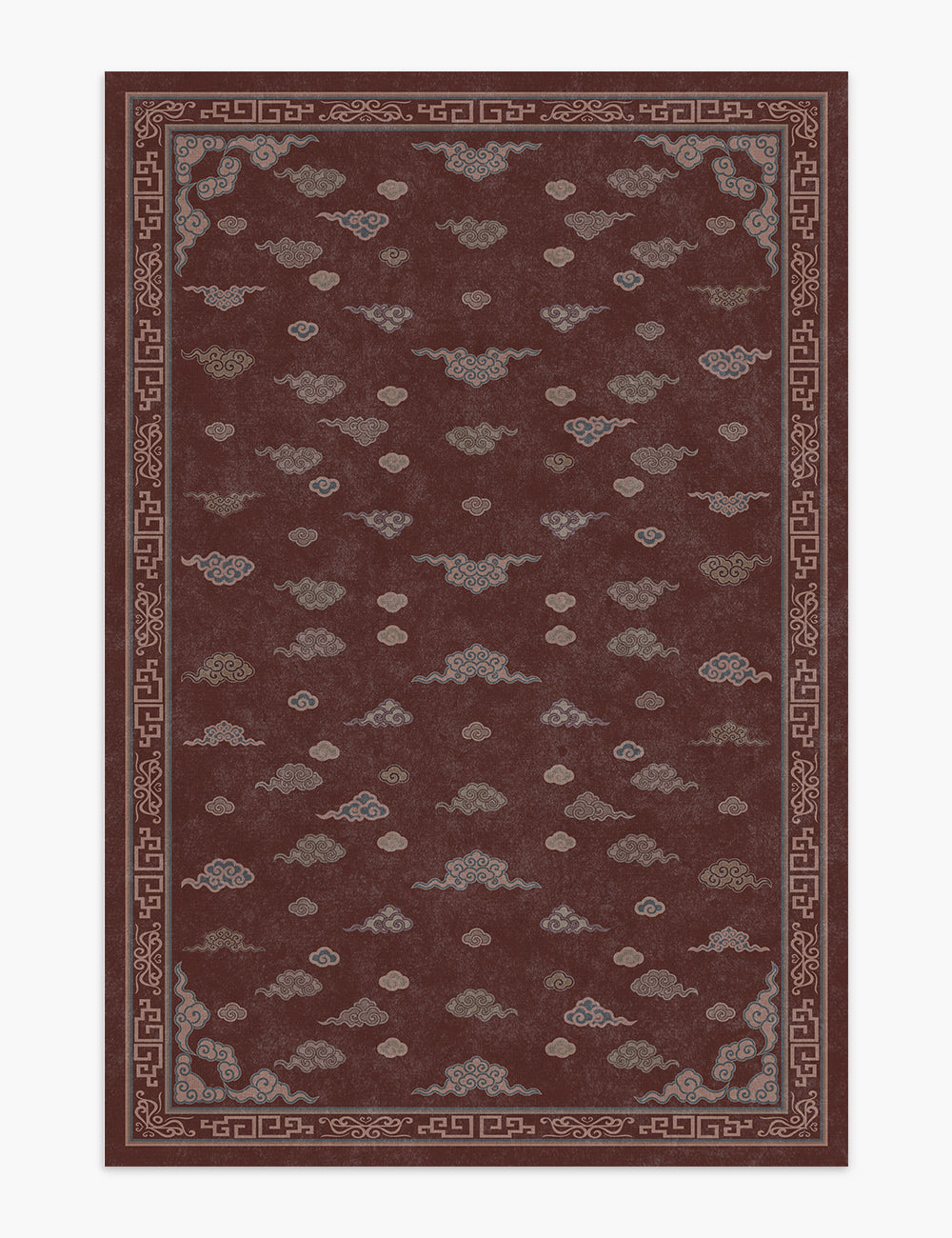 Auspicious Cloud Dark Burgundy Washable Rug