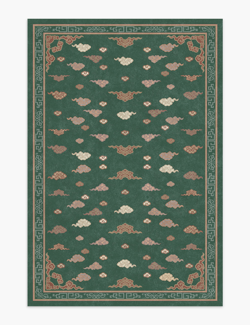 Auspicious Cloud Vibrant Green Washable Rug