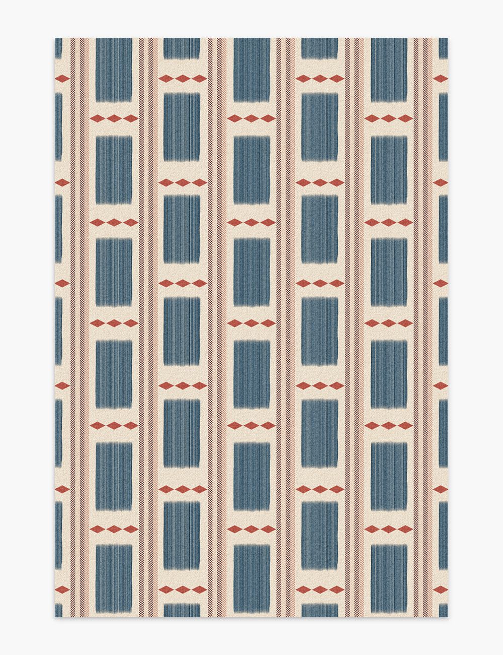 Beach Cabin Blue Clay Washable Rug