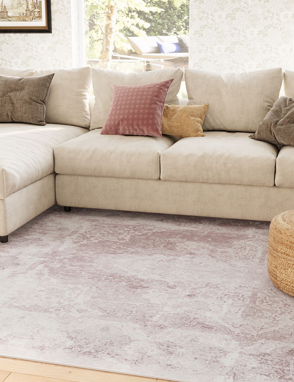 Boutique Revival Rose Blush Washable Rug
