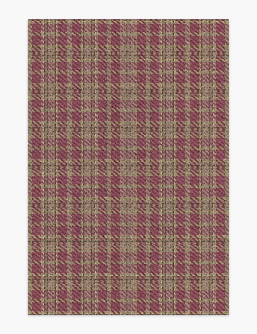 Classic Plaid Firewood Burgundy Washable Rug