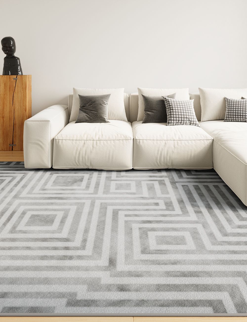 Clear Illusion Smoky Grey Washable Rug