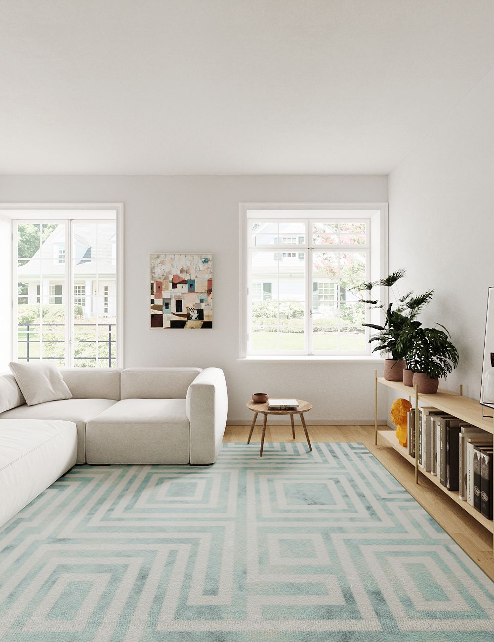 Clear Illusion Soft Aqua Washable Rug