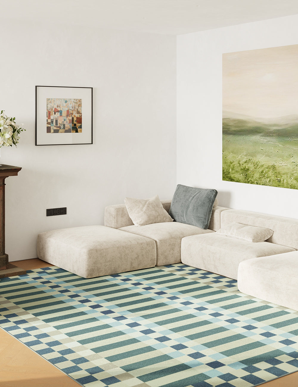 Curtain Call Dusty Teal Washable Rug