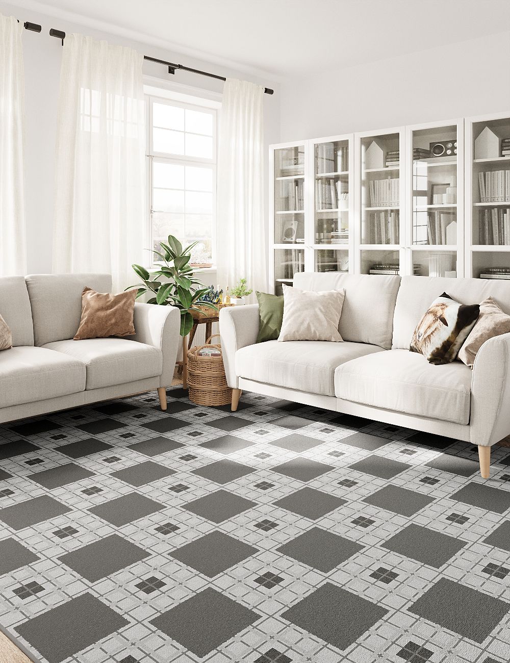 Desert Piazza Cement Grey Washable Rug