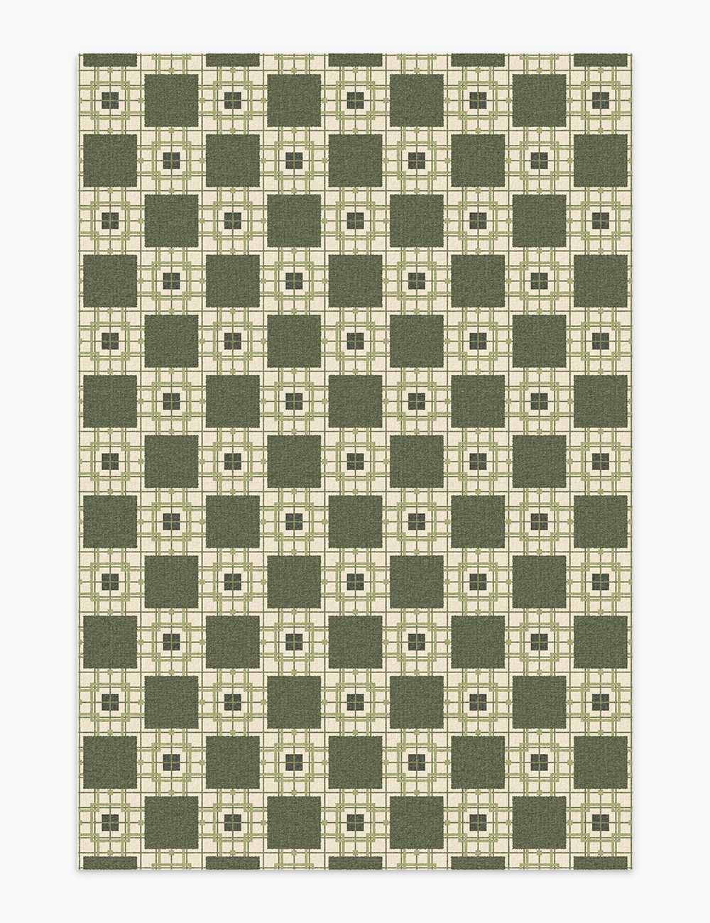 Desert Piazza Olive Green Washable Rug