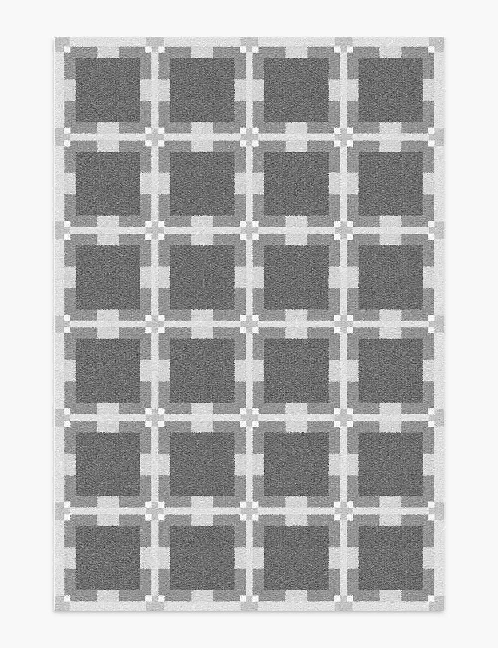 Digital Plaid Ash Grey Washable Rug