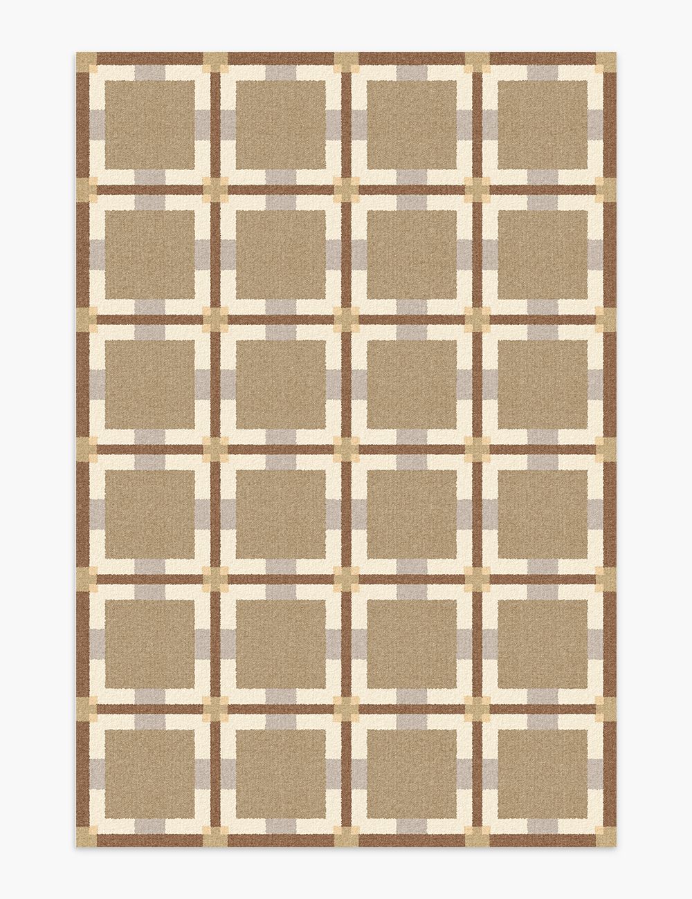 Digital Plaid Timber Brown Washable Rug