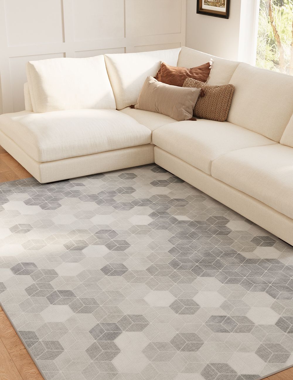 Faded Pieces Misty Grey Washable Rug