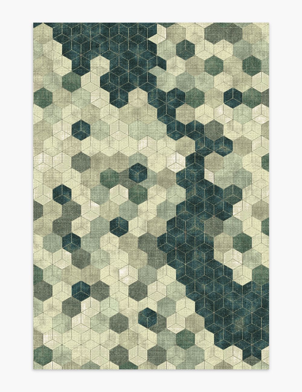 Faded Pieces Moss Green Washable Rug