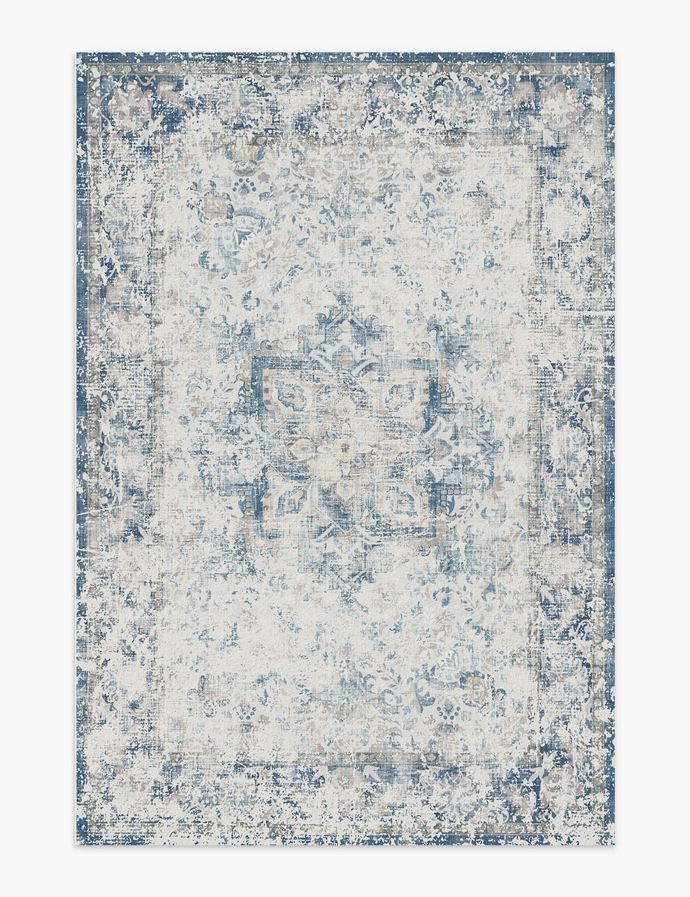 Fleeting Spring Fog Blue Washable Rug