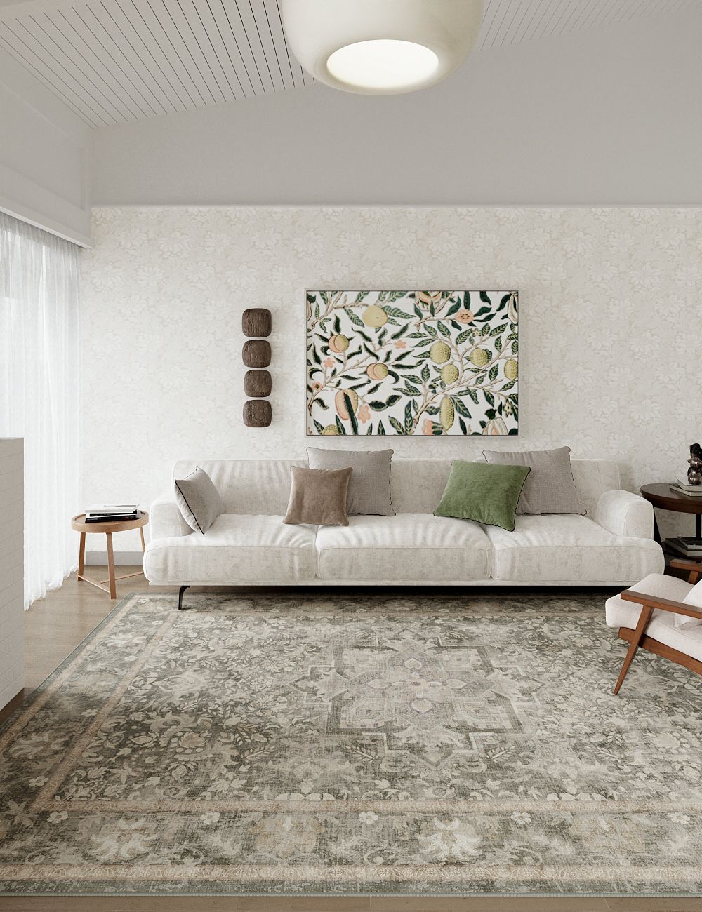 Fleeting Spring Muted Sage Washable Rug