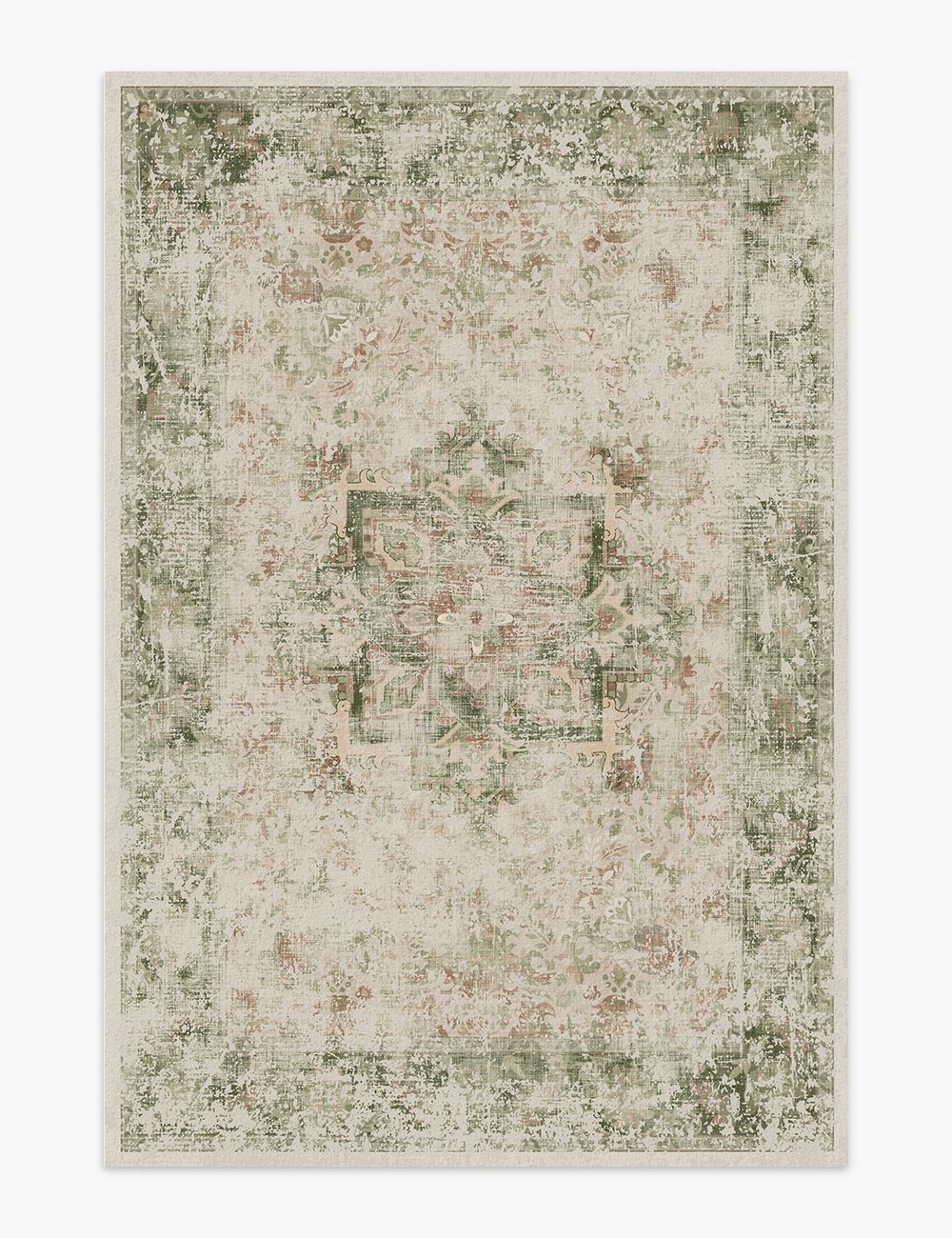 Fleeting Spring Withered Green Washable Rug